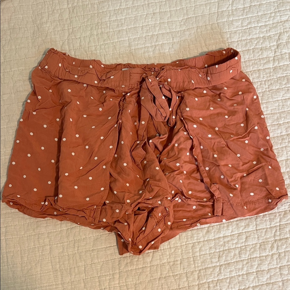 Madewell High Waist Rust Polka Dot Shorts